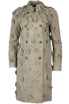 Burberry Prorsum - Imperméable en cuir perforé avec ceinture, taille IT 38/US 6