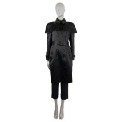 BURBERRY PRORSUM black 2013 DOUBLE DUCHESSE CAPED TRENCH Coat Jacket 42 M