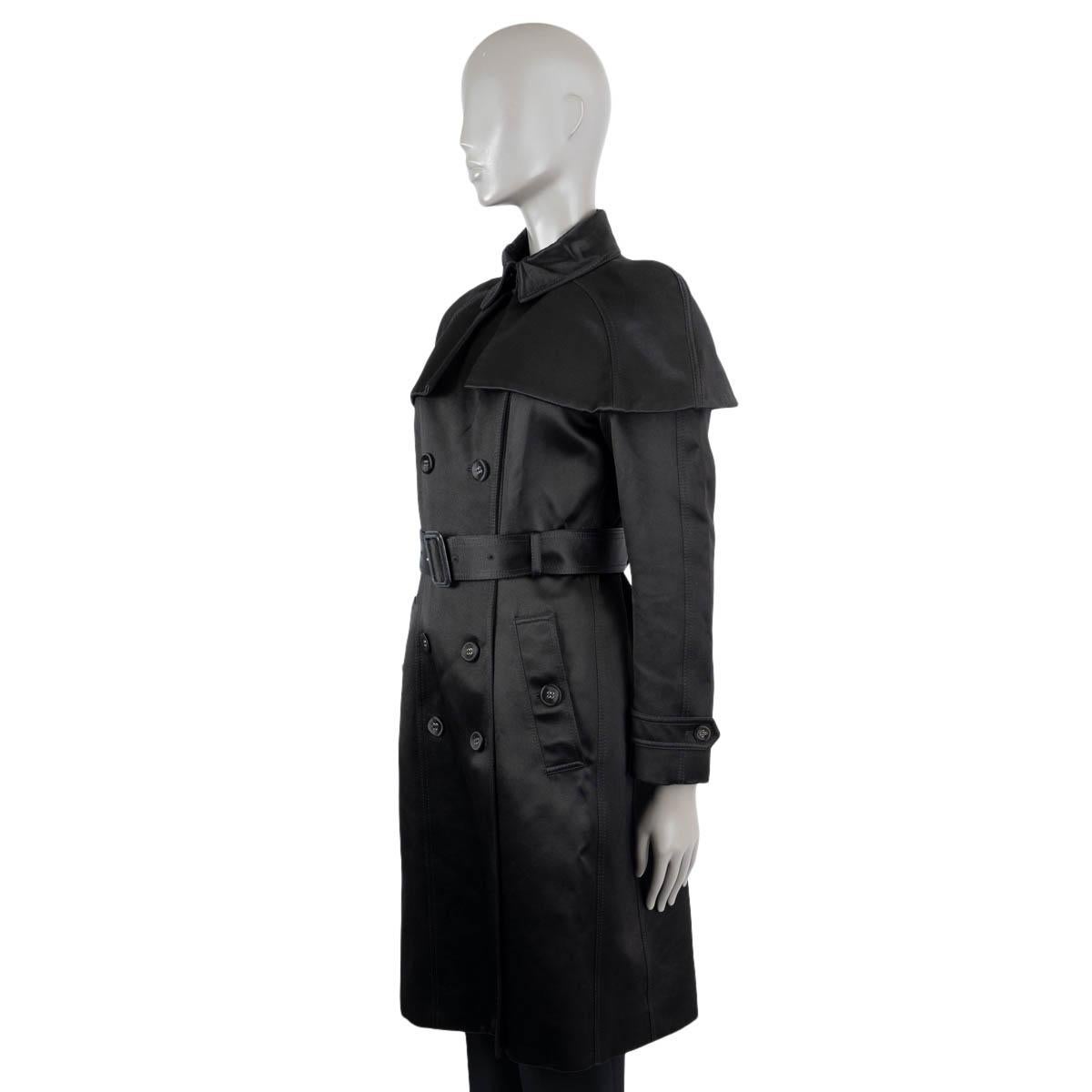Women's BURBERRY PRORSUM black 2013 DOUBLE DUCHESSE CAPED TRENCH Coat Jacket 42 M
