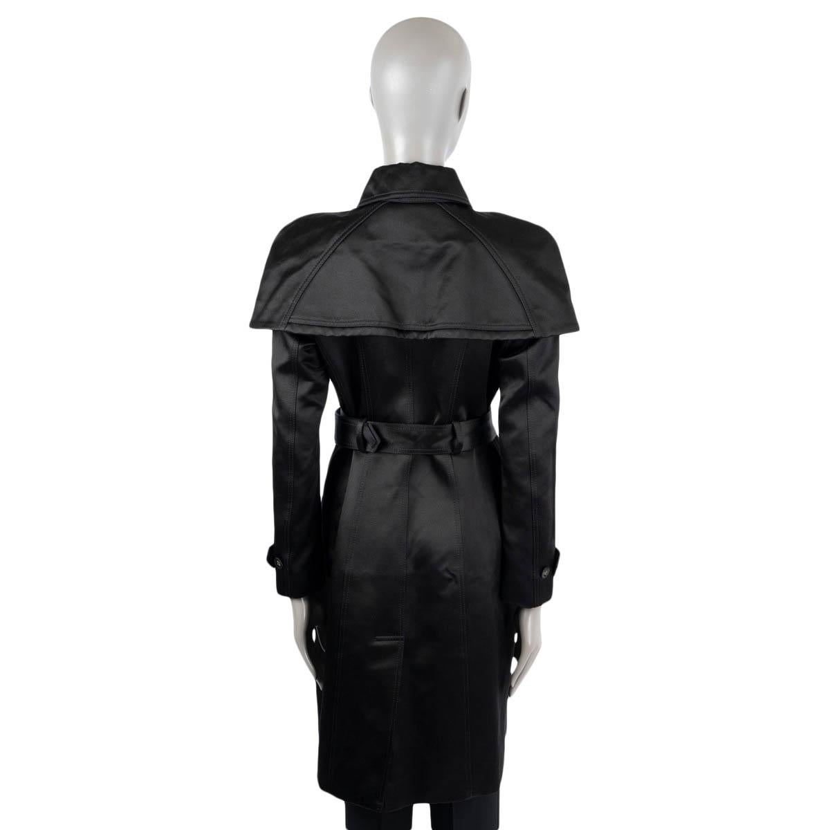 BURBERRY PRORSUM black 2013 DOUBLE DUCHESSE CAPED TRENCH Coat Jacket 42 M For Sale 1