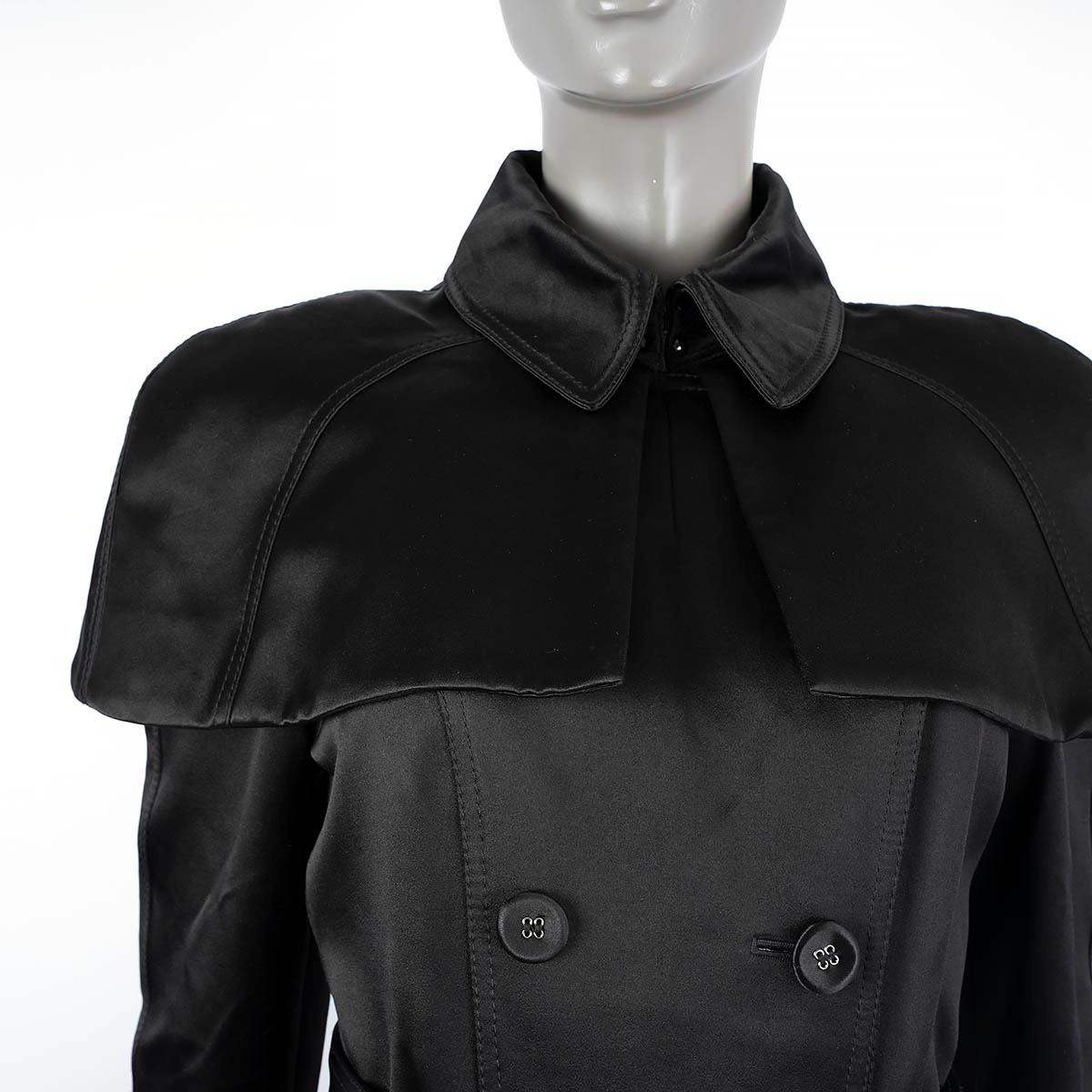 BURBERRY PRORSUM black 2013 DOUBLE DUCHESSE CAPED TRENCH Coat Jacket 42 M For Sale 2