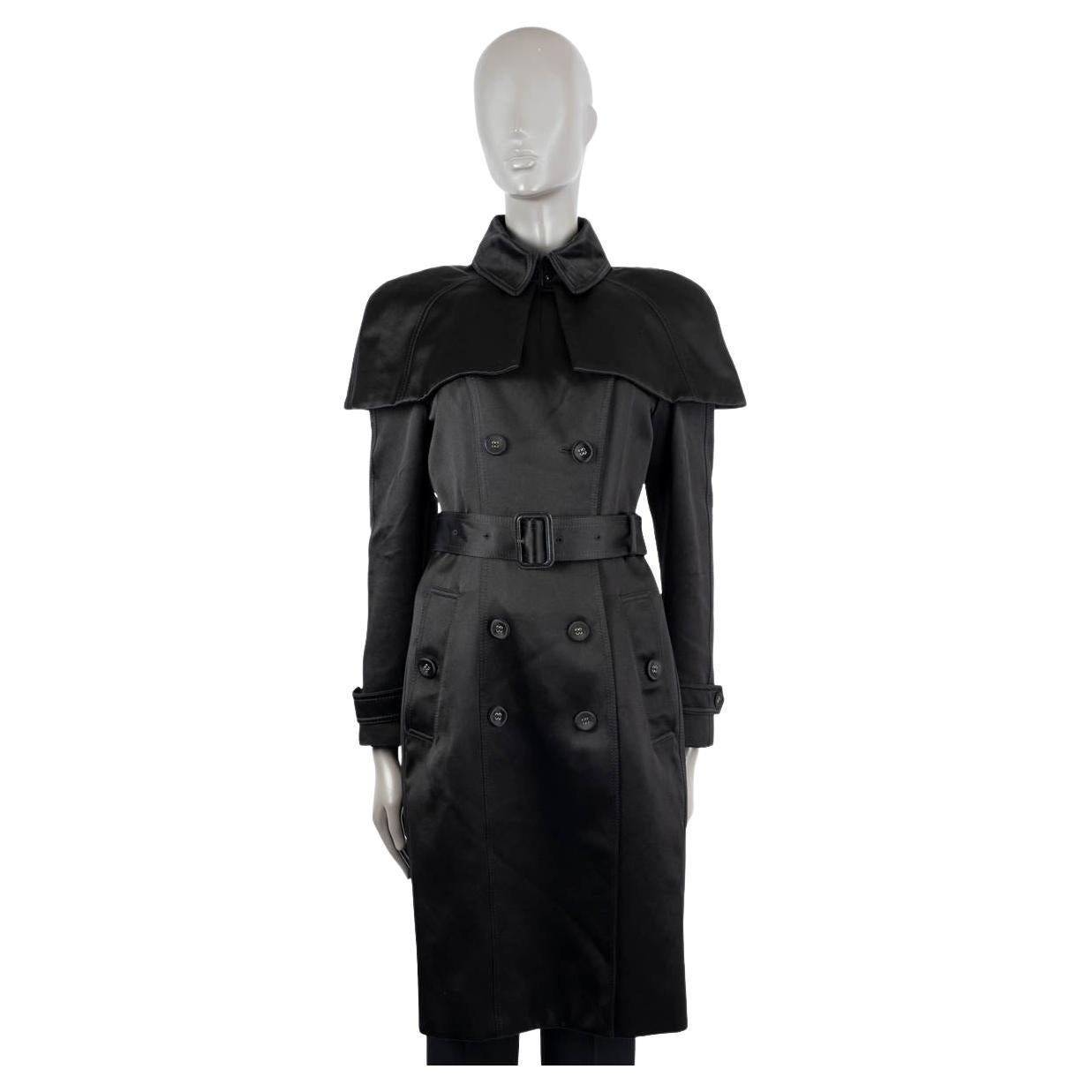 BURBERRY PRORSUM black 2013 DOUBLE DUCHESSE CAPED TRENCH Coat Jacket 42 M For Sale