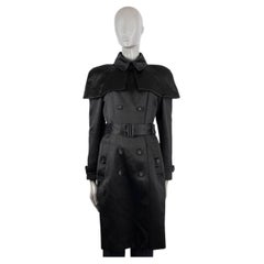 Used BURBERRY PRORSUM black 2013 DOUBLE DUCHESSE CAPED TRENCH Coat Jacket 42 M