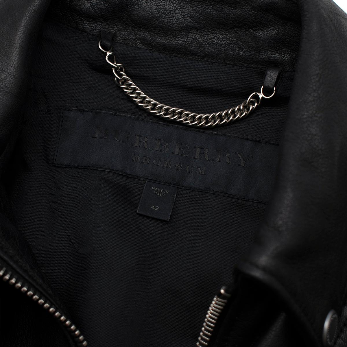 Burberry Prorsum Black Belted Biker Jacket - US Size 6 In Excellent Condition In London, GB