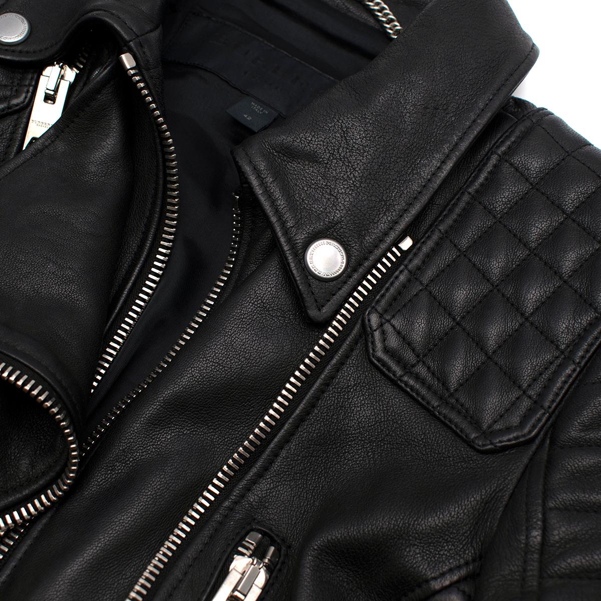 Women's Burberry Prorsum Black Belted Biker Jacket - US Size 6