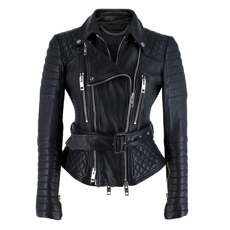 Burberry Prorsum Black Belted Biker Jacket - US Size 6 at 1stDibs | size 32  jacket in us, burberry prorsum leather jacket