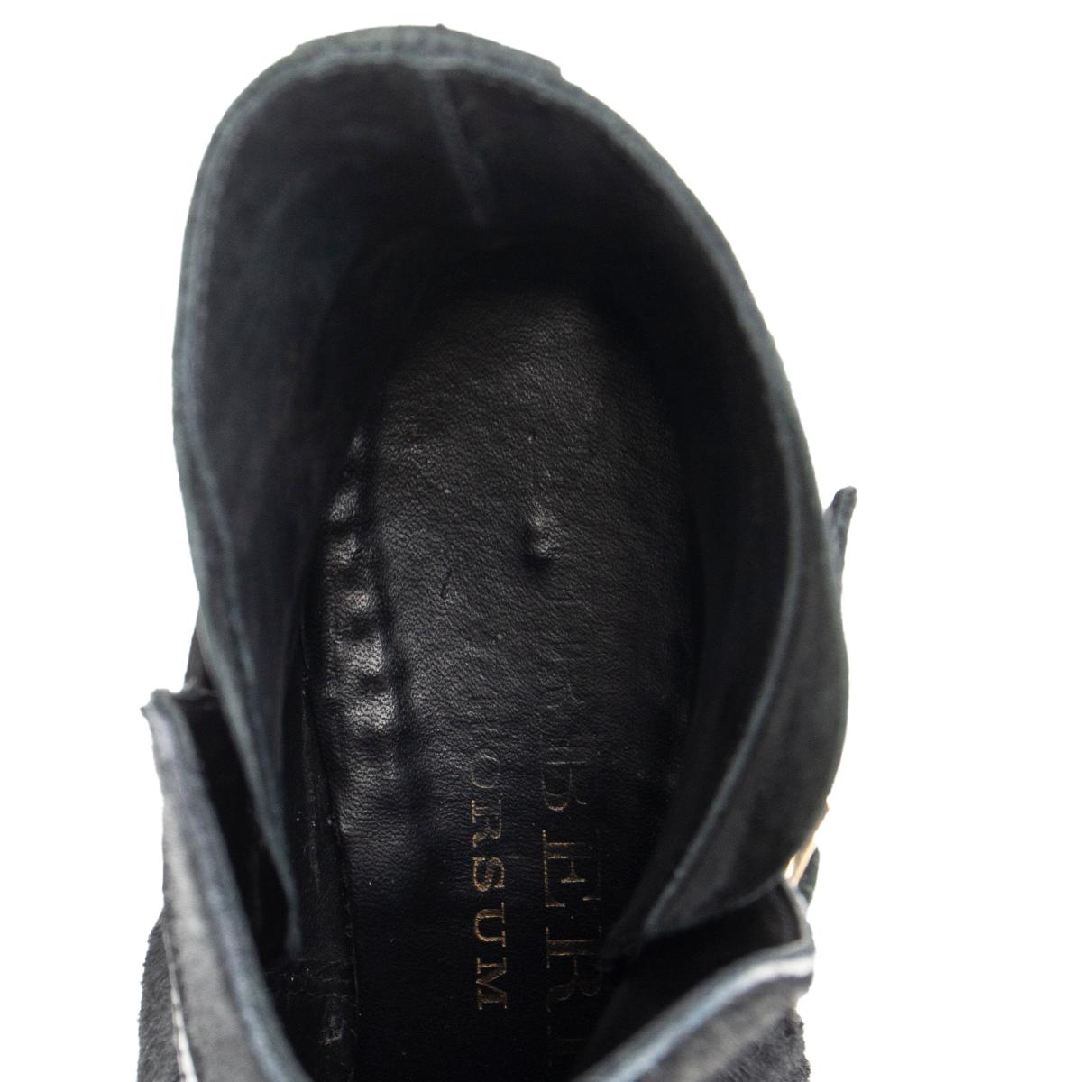 Black BURBERRY PRORSUM black CALF HAIR & LEATHER STUDDED ESKDALE Boots Shoes 37.5 For Sale