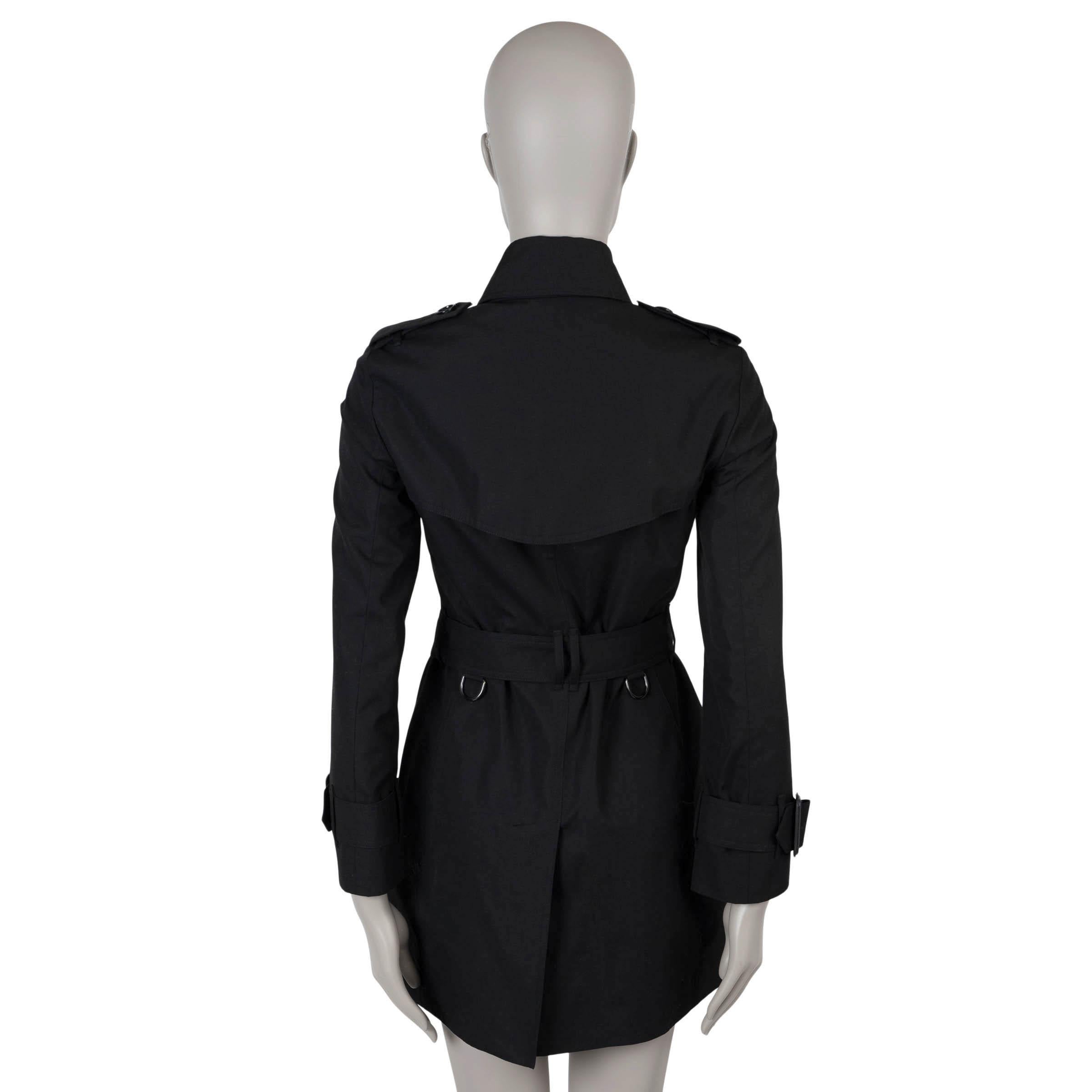 Black BURBERRY PRORSUM black cotton GABERDINE TRENCH Coat Jacket 4 XXS For Sale