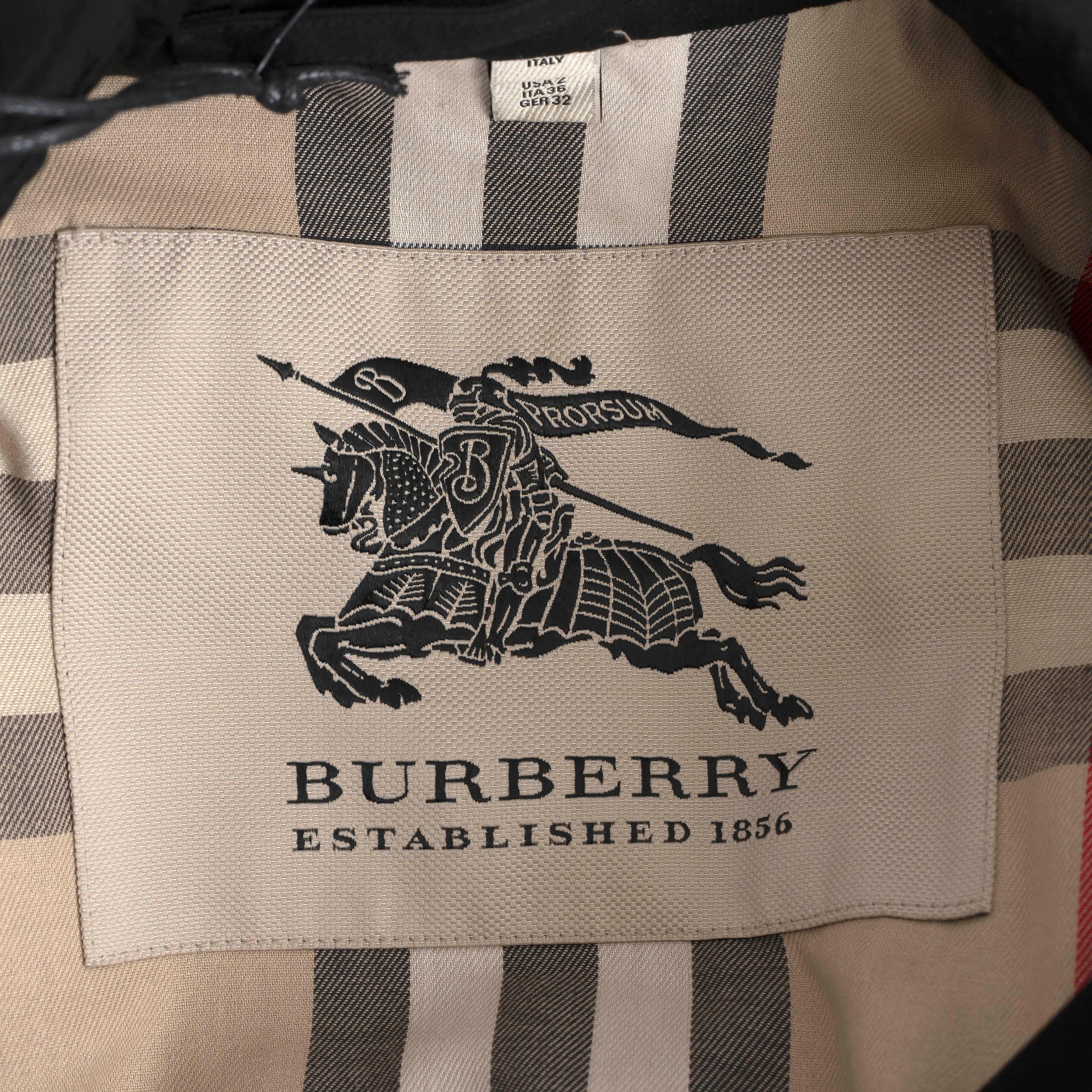 BURBERRY PRORSUM Schwarzer GABERDINE TRENCH Mantel aus Baumwolle 4 XXS