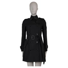 BURBERRY PRORSUM black cotton GABERDINE TRENCH Coat Jacket 4 XXS
