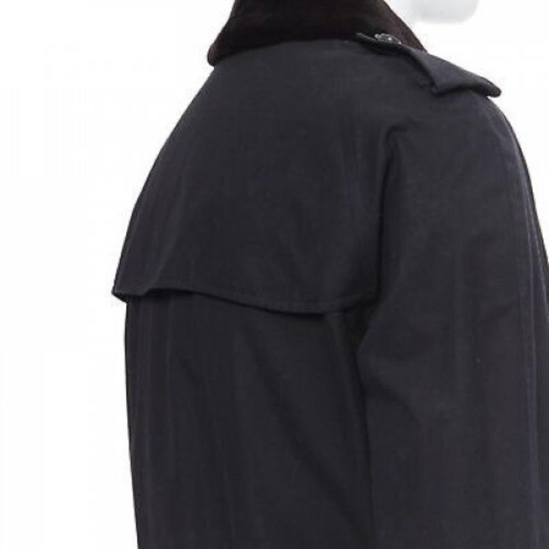 BURBERRY PRORSUM black cotton removable rabbit fur lining ostrich belt trench L For Sale 5