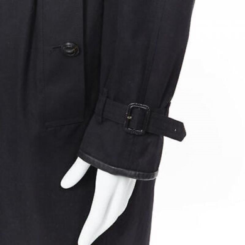 BURBERRY PRORSUM black cotton removable rabbit fur lining ostrich belt trench L For Sale 6