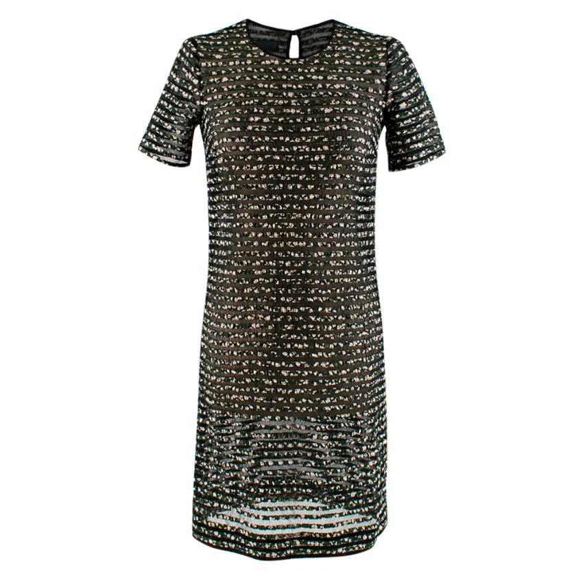 Burberry Prorsum Black/Forest Green Silk Blend Mini Dress - Estimated Size S For Sale