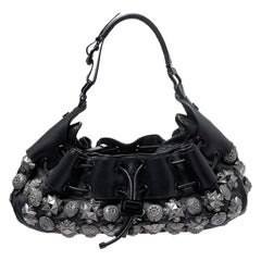 Burberry Prorsum Schwarzes Leder Nieten Mason Warrior Hobo