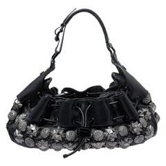 Burberry Prorsum Black Leather Studded Mason Warrior Hobo