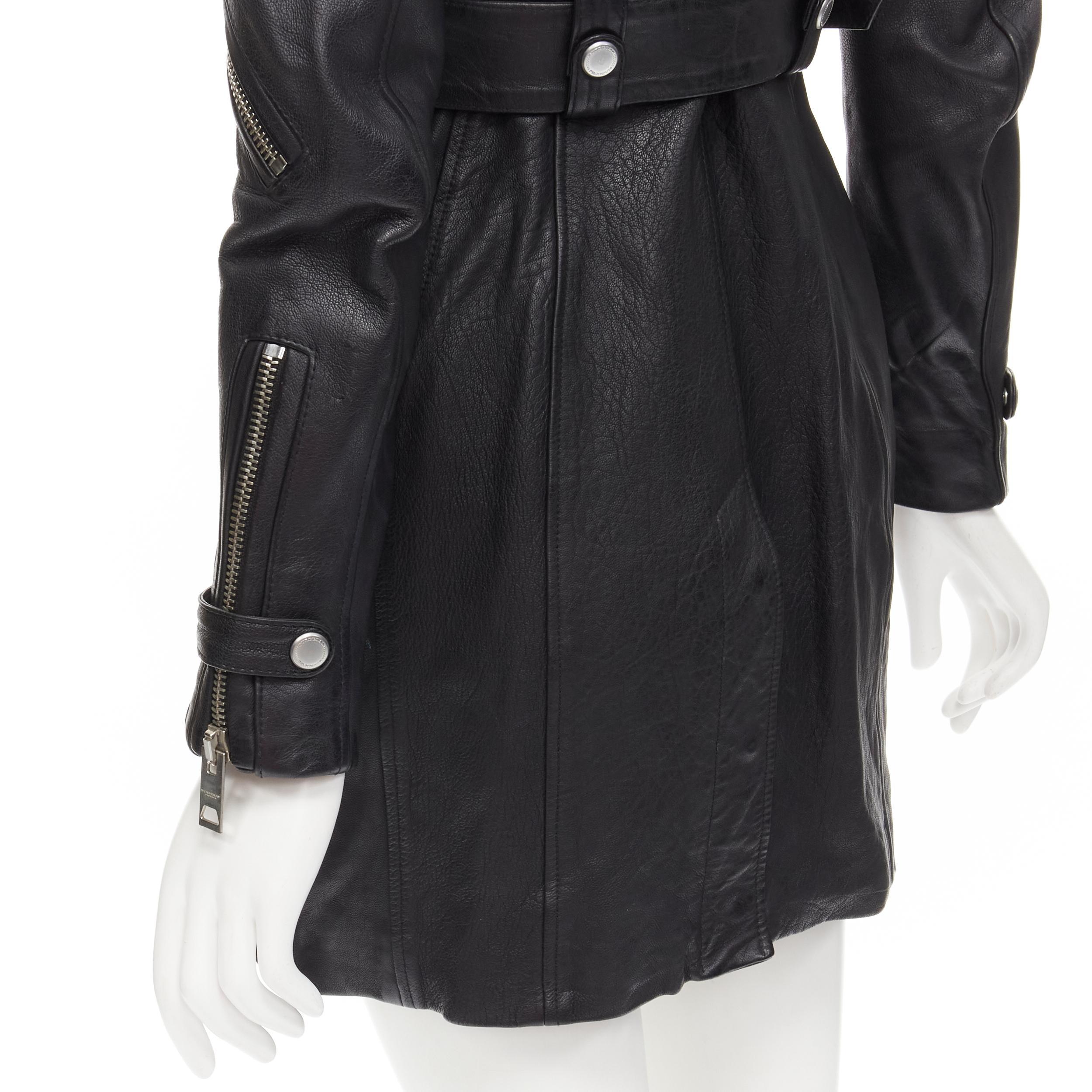 BURBERRY PRORSUM black motorcycle ribbed leather biker dress IT38 XS 1