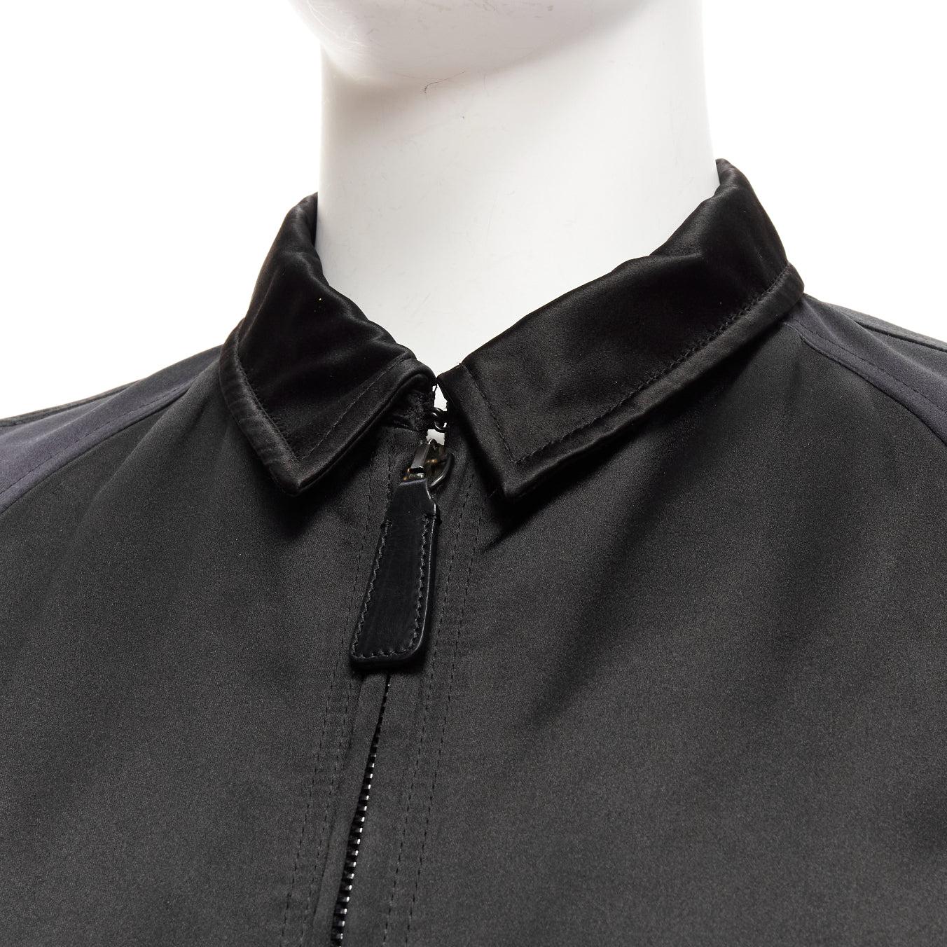 BURBERRY PRORSUM black navy satin raglan bomber jacket IT46 S
Reference: MLCO/A00006
Brand: Burberry
Designer: Christopher Bailey
Material: Viscose, Blend
Color: Black, Navy
Pattern: Solid
Closure: Zip
Lining: Black Fabric
Extra Details: Burberry