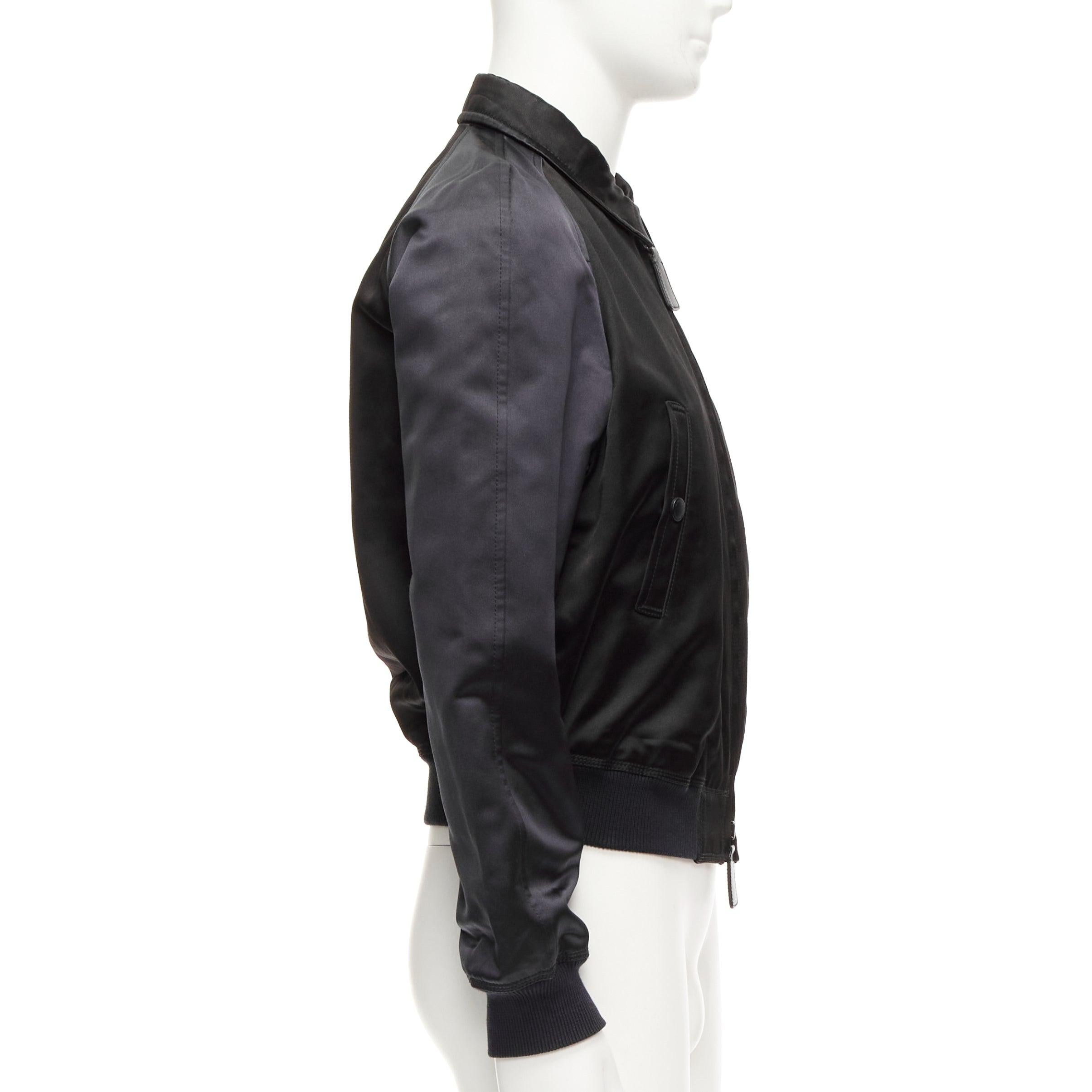 BURBERRY PRORSUM black navy satin raglan bomber jacket IT46 S For Sale 1