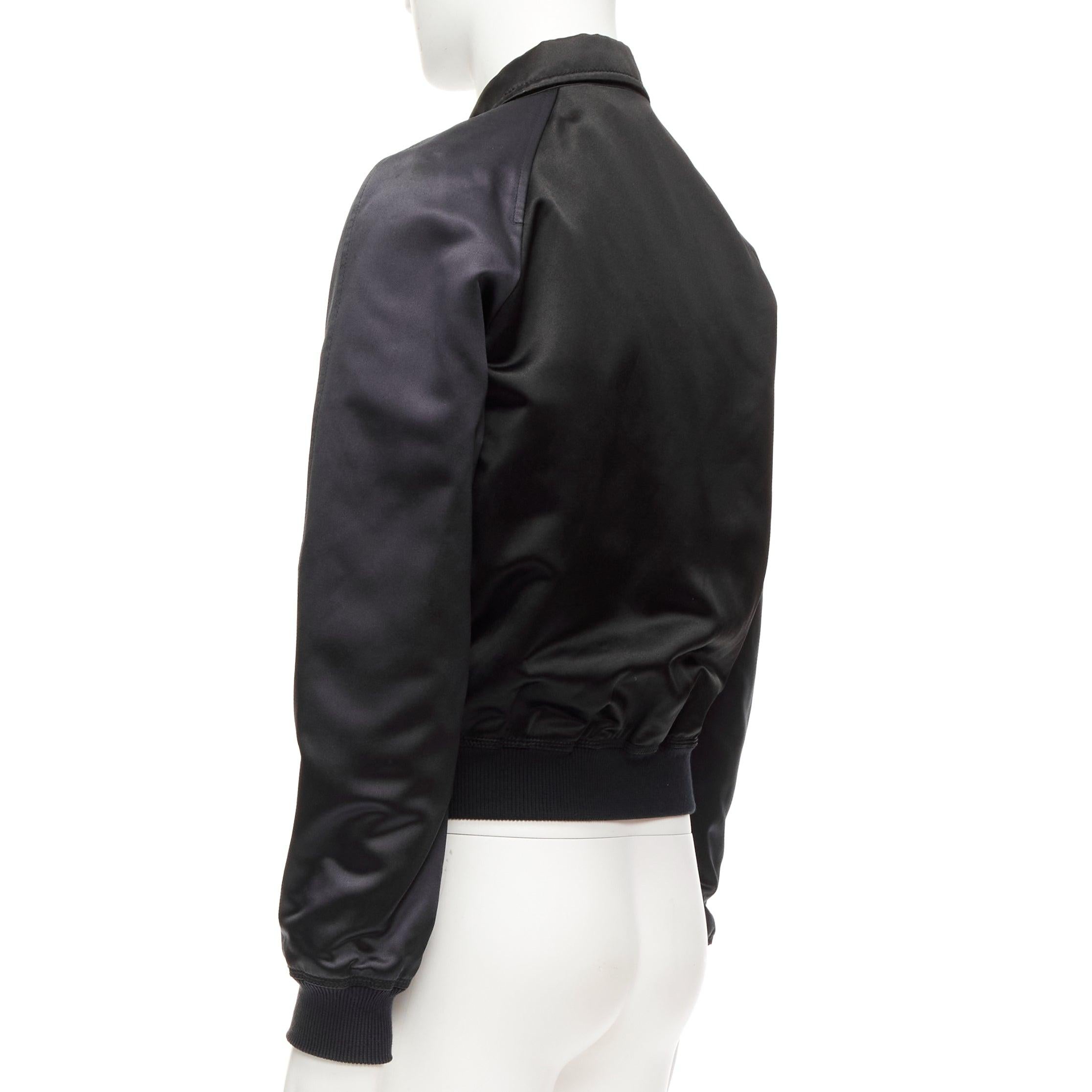 BURBERRY PRORSUM black navy satin raglan bomber jacket IT46 S For Sale 3