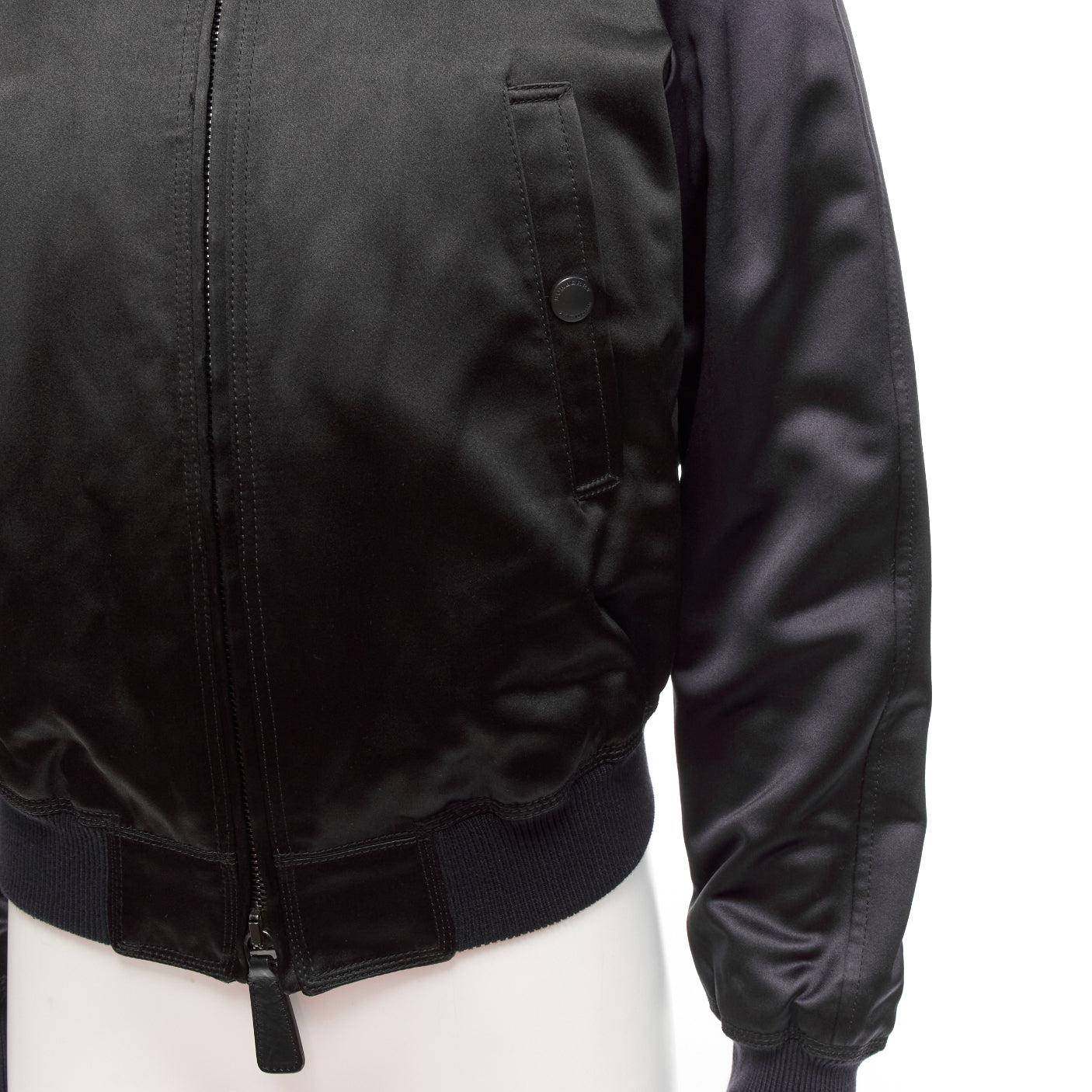BURBERRY PRORSUM black navy satin raglan bomber jacket IT46 S For Sale 4