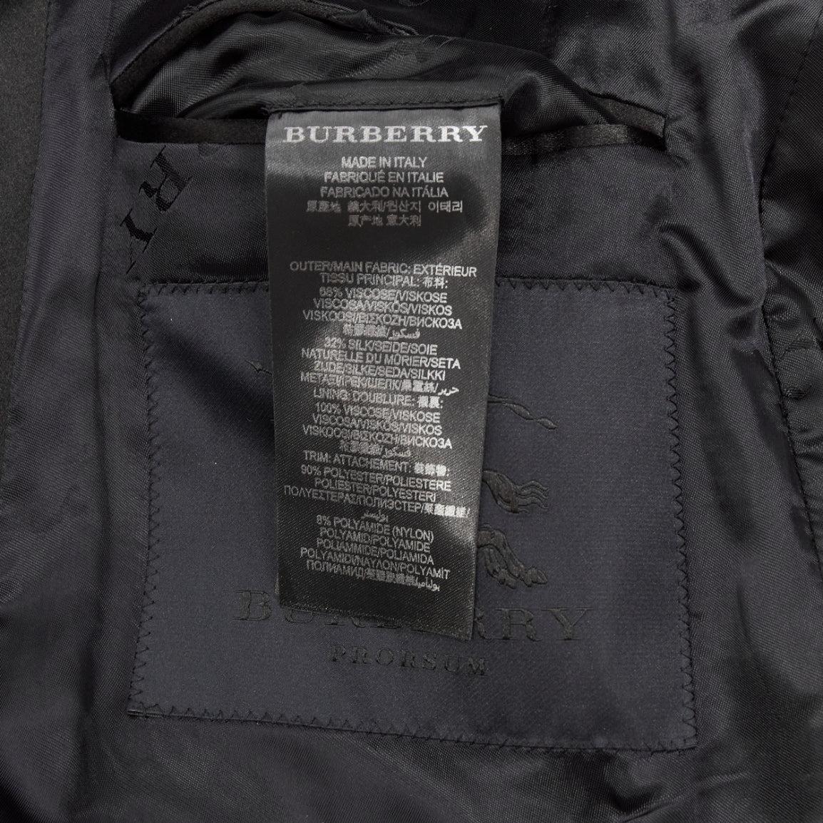 BURBERRY PRORSUM black navy satin raglan bomber jacket IT46 S For Sale 5