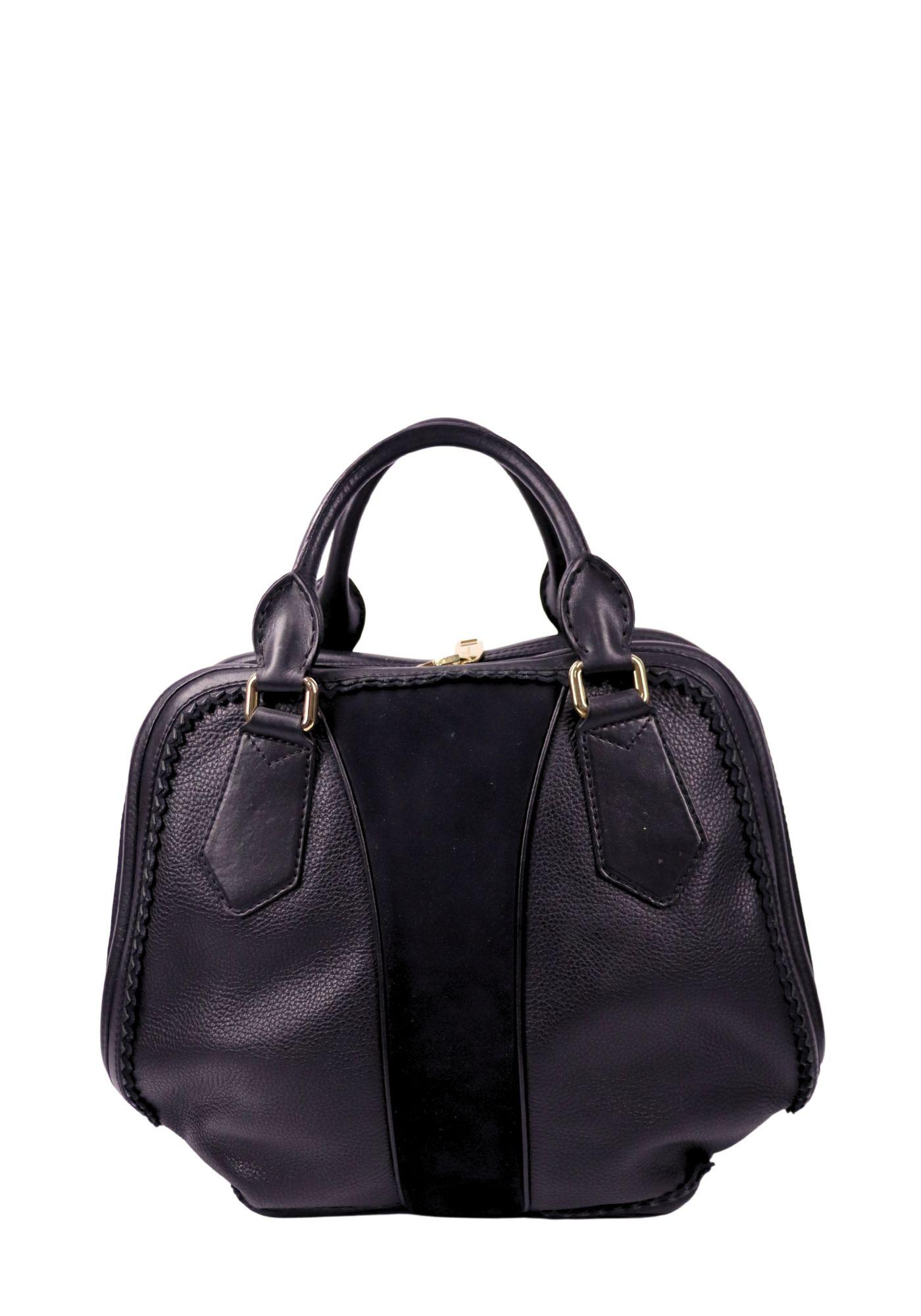 Burberry Prorsum Black Pebbled Leather Bowling Bag For Sale at 1stDibs
