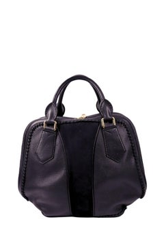 Burberry Prorsum Black Pebbled Leather Bowling Bag