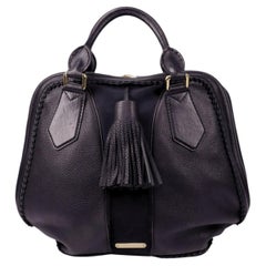 Burberry Prorsum Black Pebbled Leather Bowling Bag