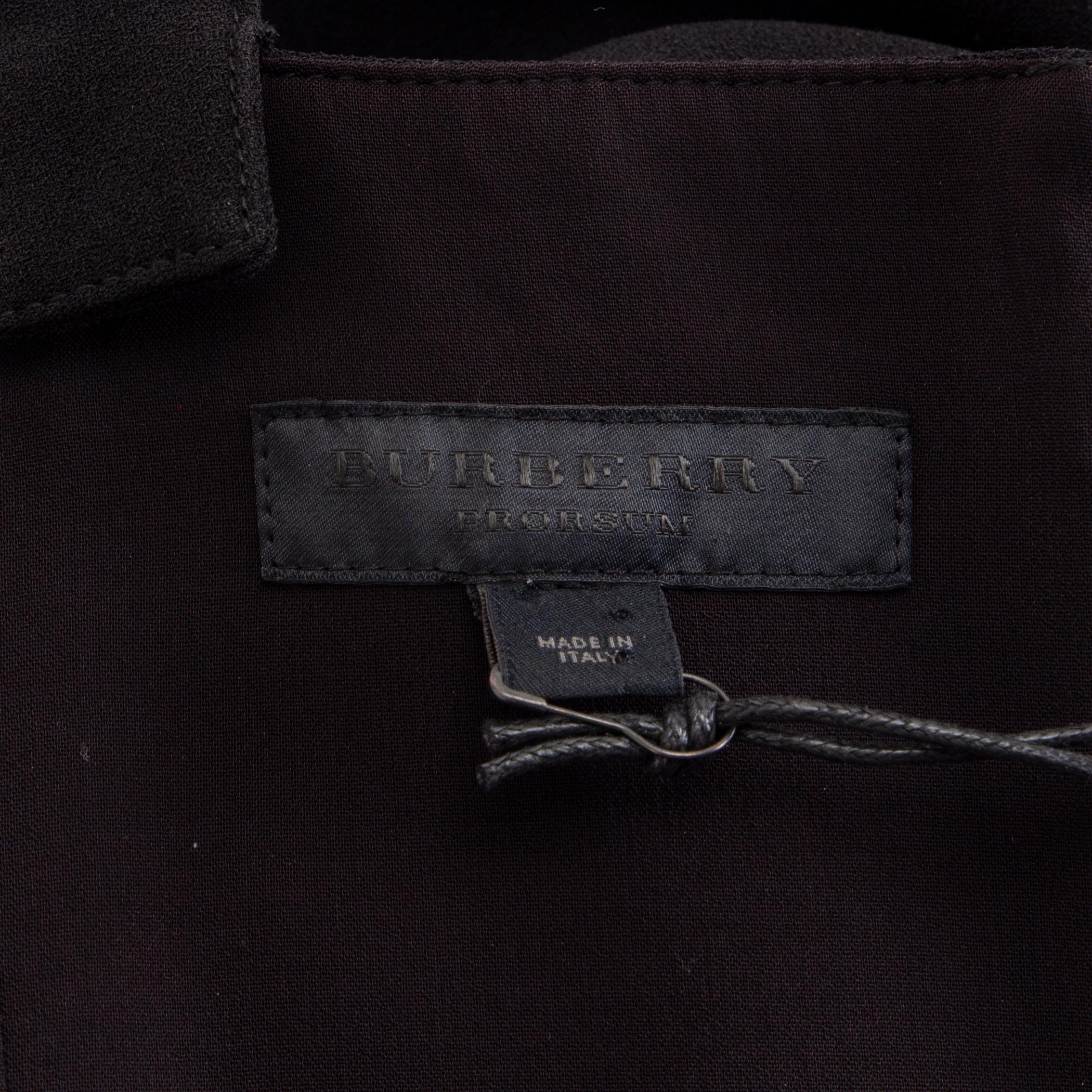 BURBERRY PRORSUM - Robe noire à manches bouffantes et manches montantes, taille M en vente 2