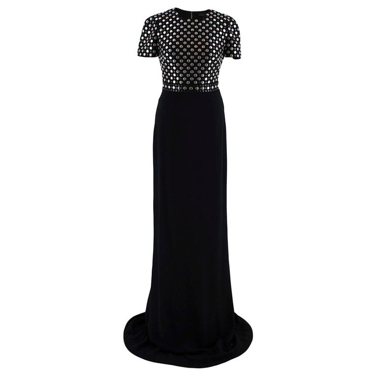 Burberry Prorsum Black Studded Gown - Size US 2 at 1stDibs
