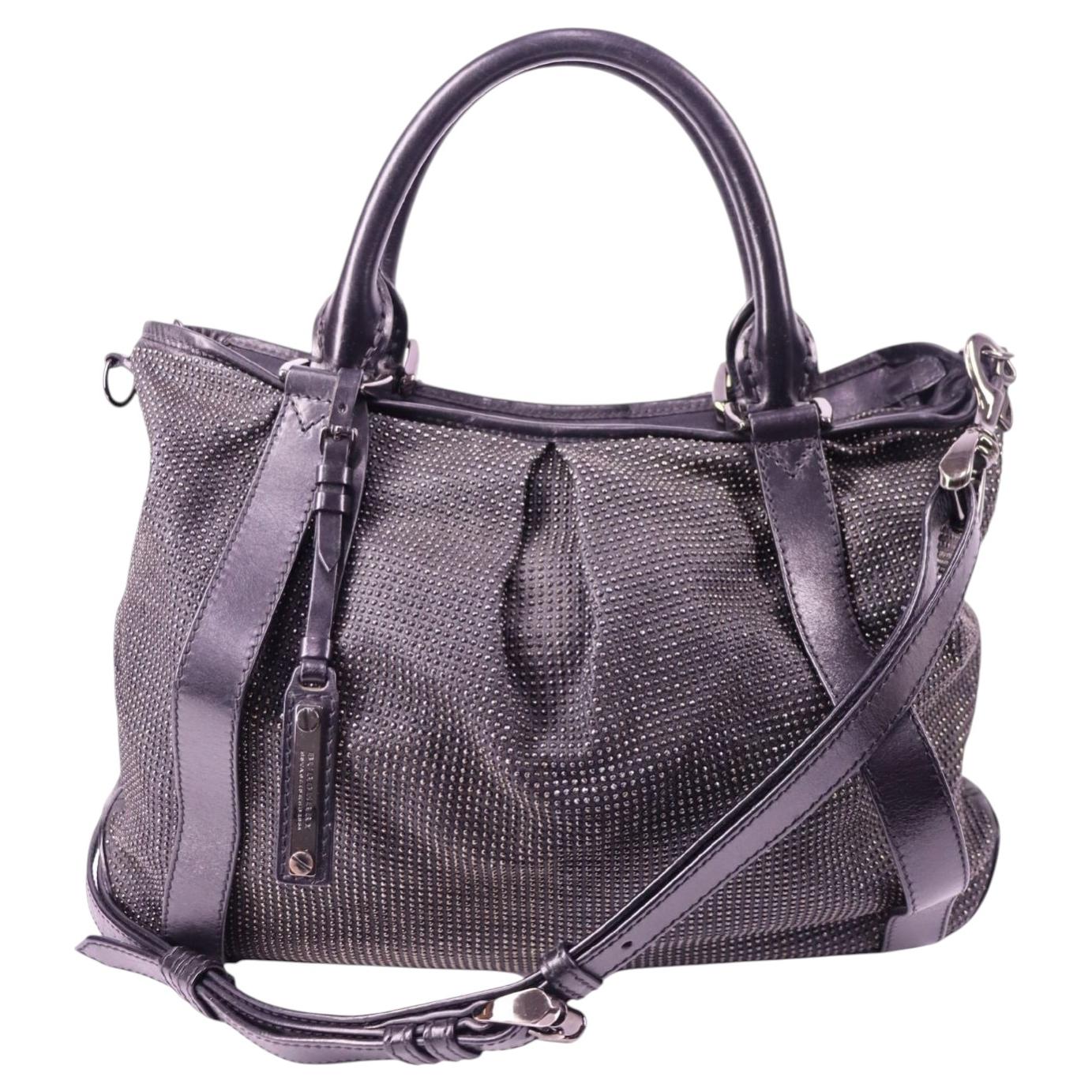Burberry Prorsum black studded leather Knight satchel bag For Sale