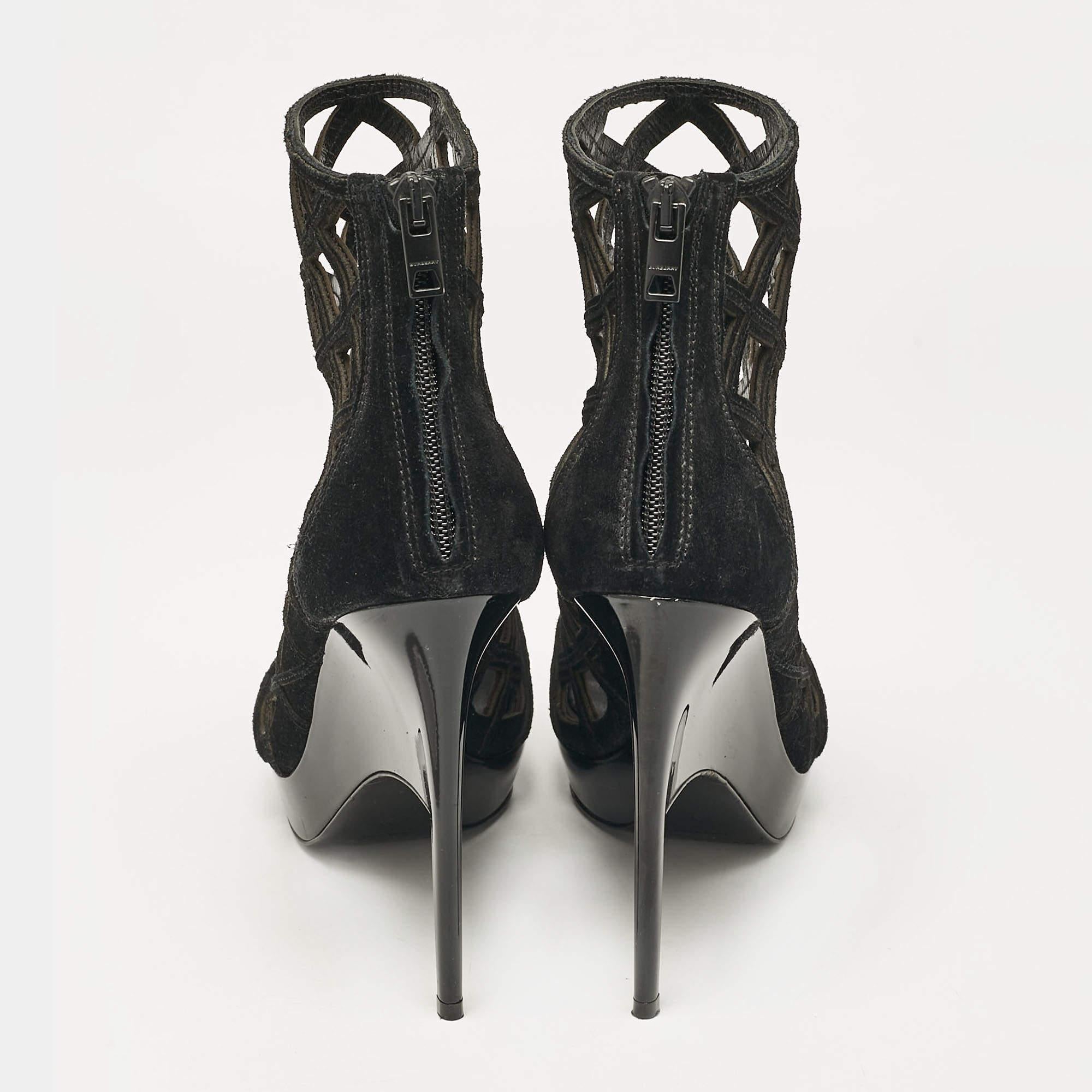  Burberry Prorsum - Bottines à talons compensés en daim noir - Taille 39 Pour femmes 