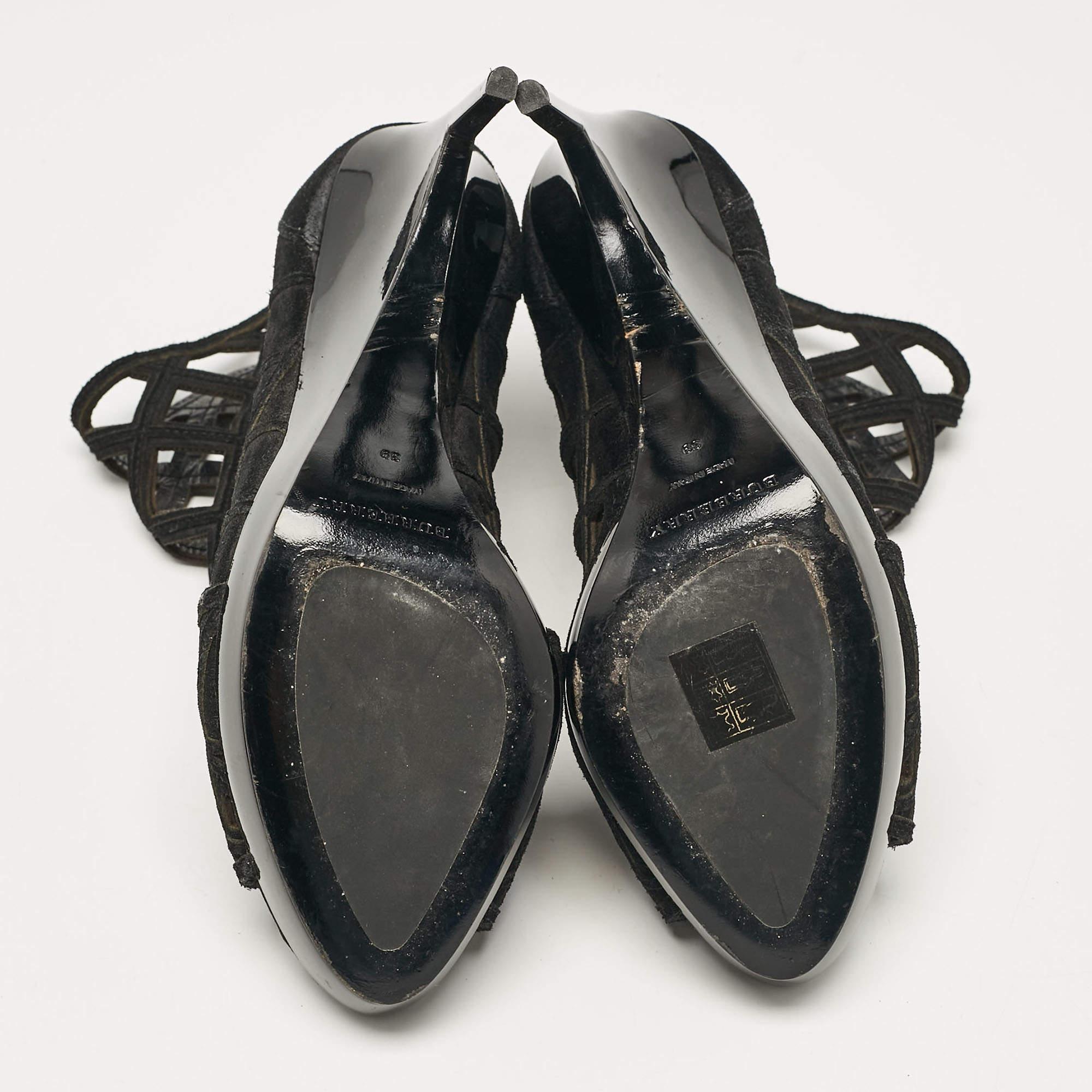 Burberry Prorsum - Bottines à talons compensés en daim noir - Taille 39 1