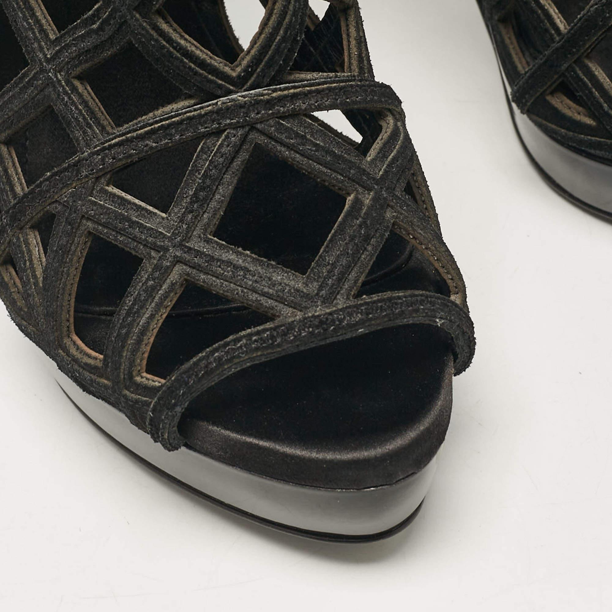 Burberry Prorsum - Bottines à talons compensés en daim noir - Taille 39 2