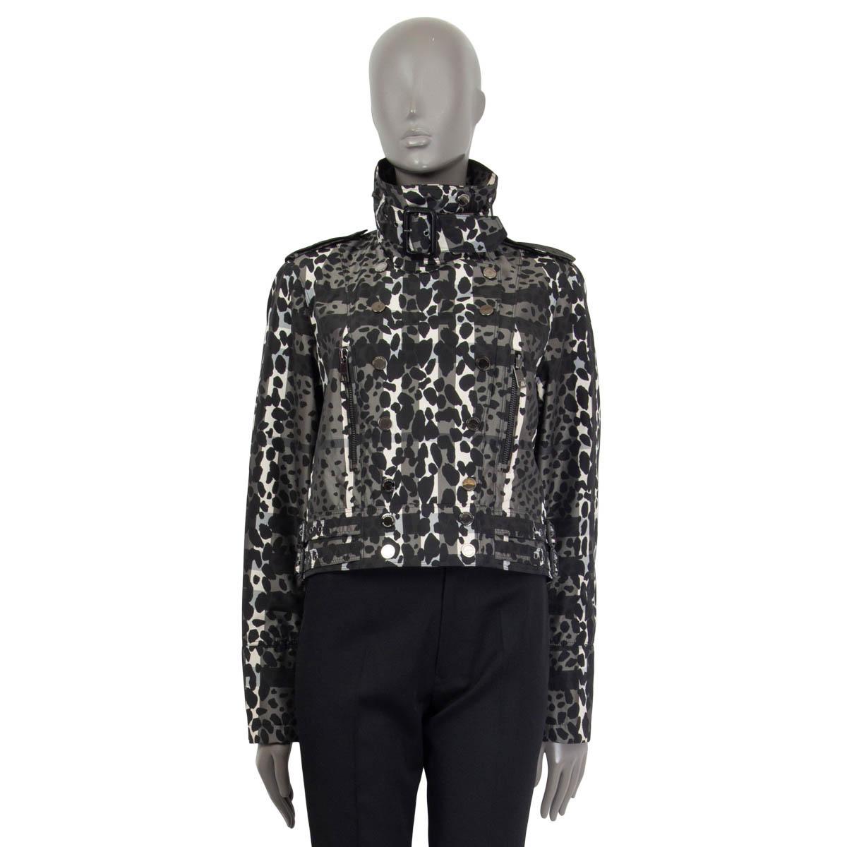 BURBERRY PRORSUM black taupe CHEETAH CROPPED Jacket S/M For Sale