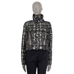 Used BURBERRY PRORSUM black taupe CHEETAH CROPPED Jacket S/M