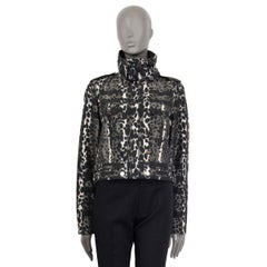 BURBERRY PRORSUM black taupe CHEETAH CROPPED Jacket S/M