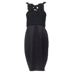 BURBERRY PRORSUM - Robe de cocktail noire en soie bandeau à nœuds souhaités IT38 S