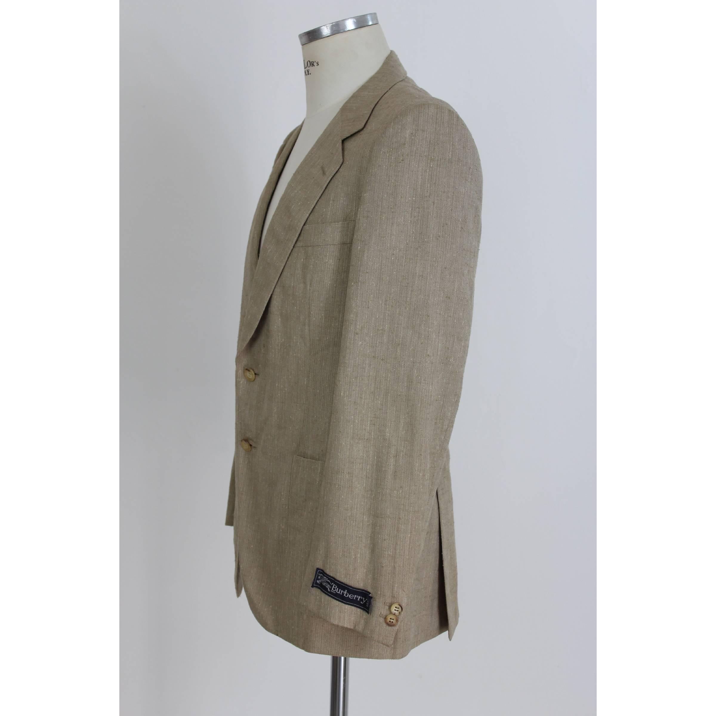 Burberry Prorsum Blazer Beige Vintage Wool  Silk Jacket, 1980s In New Condition For Sale In Brindisi, IT