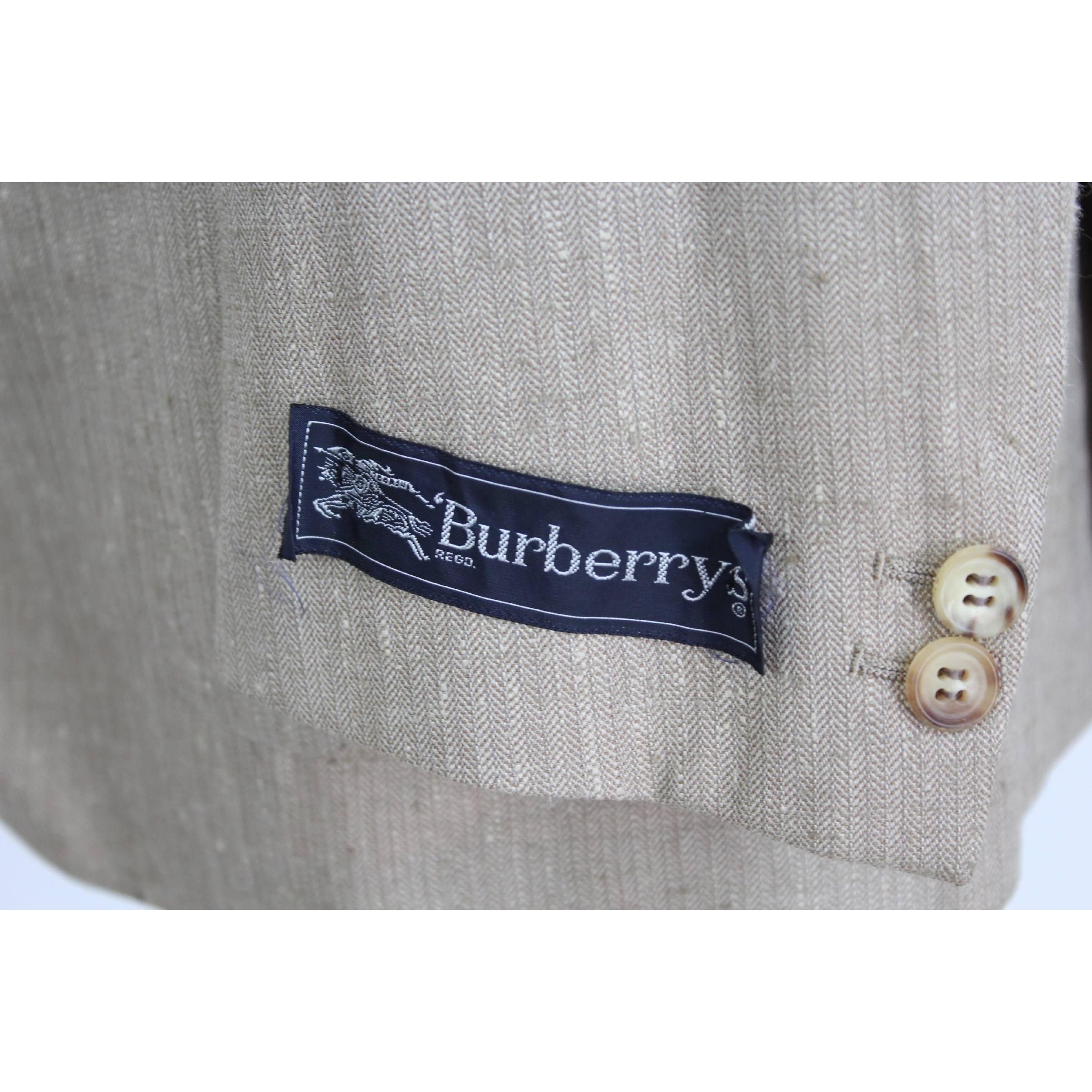 Men's Burberry Prorsum Blazer Beige Vintage Wool  Silk Jacket, 1980s For Sale