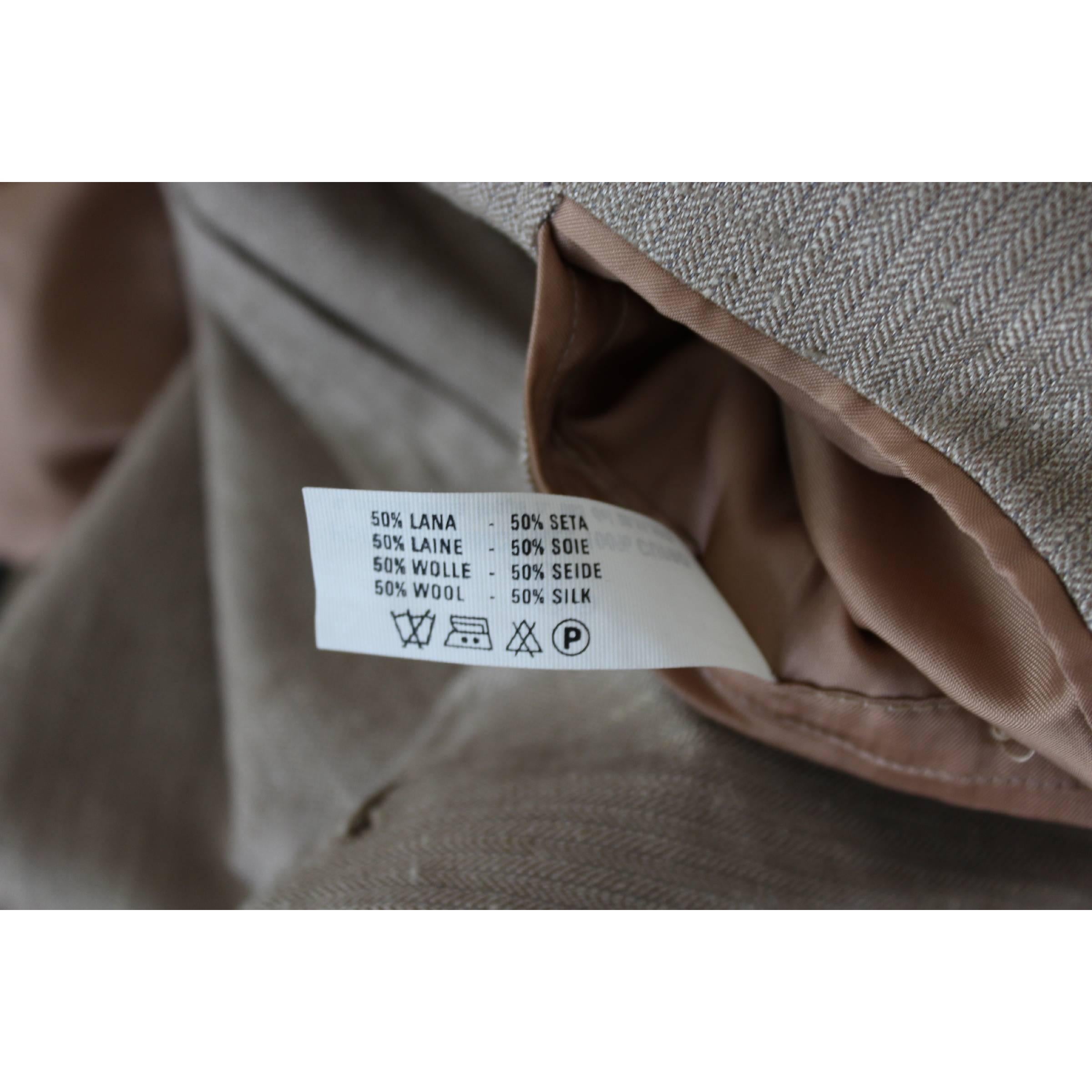 Burberry Prorsum Blazer Beige Vintage Wool  Silk Jacket, 1980s For Sale 4