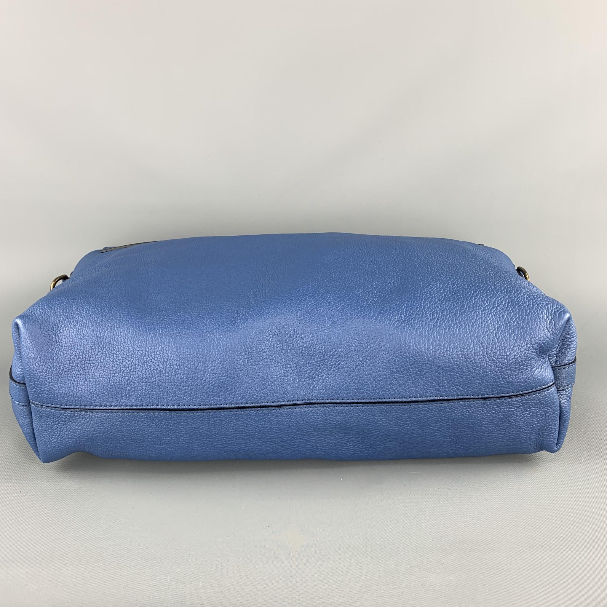 BURBERRY PRORSUM Blue Pebbled Leather Spring 2015 EVERYDAY SATCHEL Bag 3