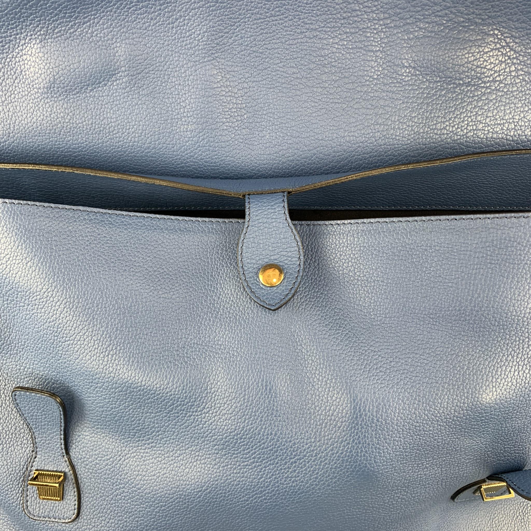 BURBERRY PRORSUM Blue Pebbled Leather Spring 2015 EVERYDAY SATCHEL Bag 4