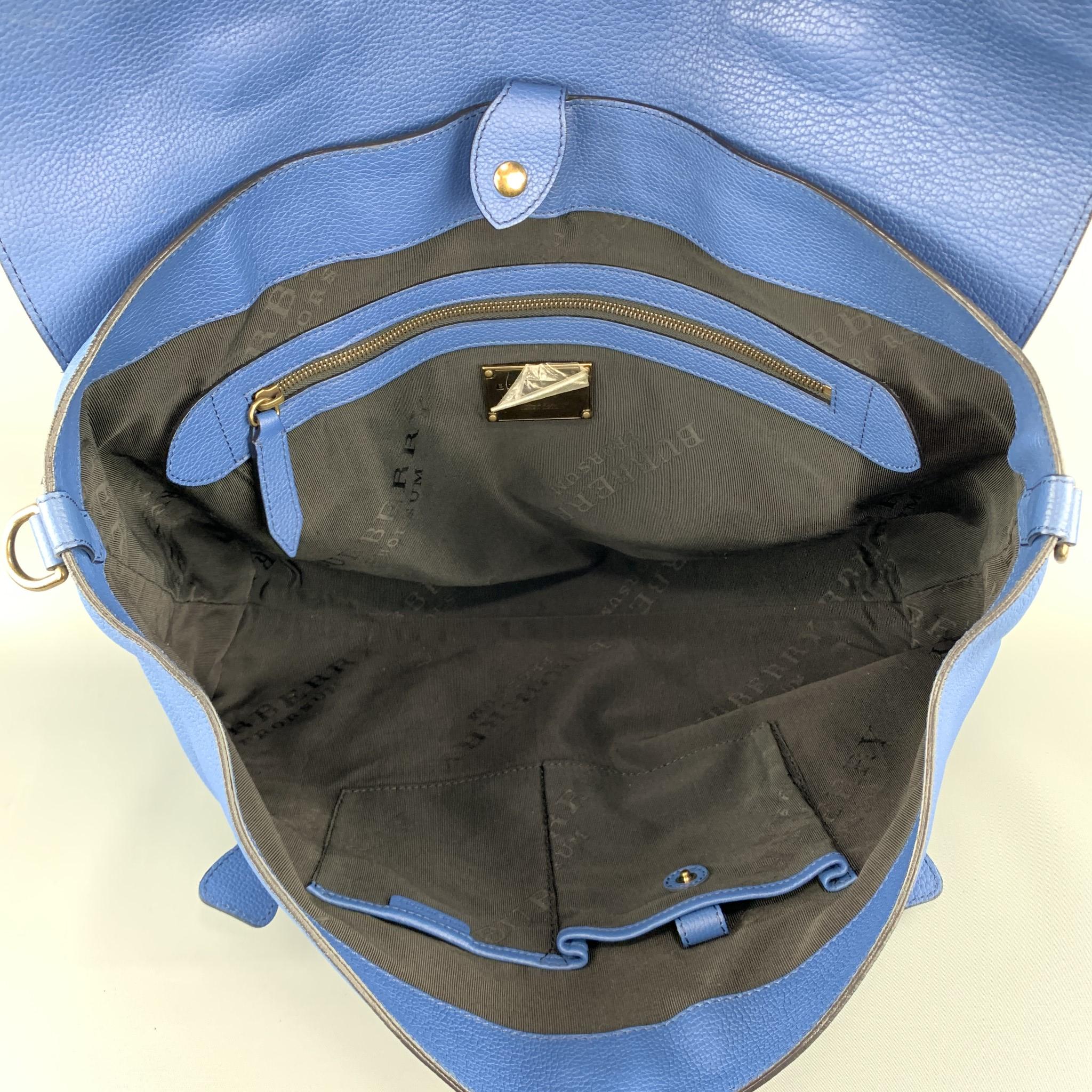 BURBERRY PRORSUM Blue Pebbled Leather Spring 2015 EVERYDAY SATCHEL Bag 5