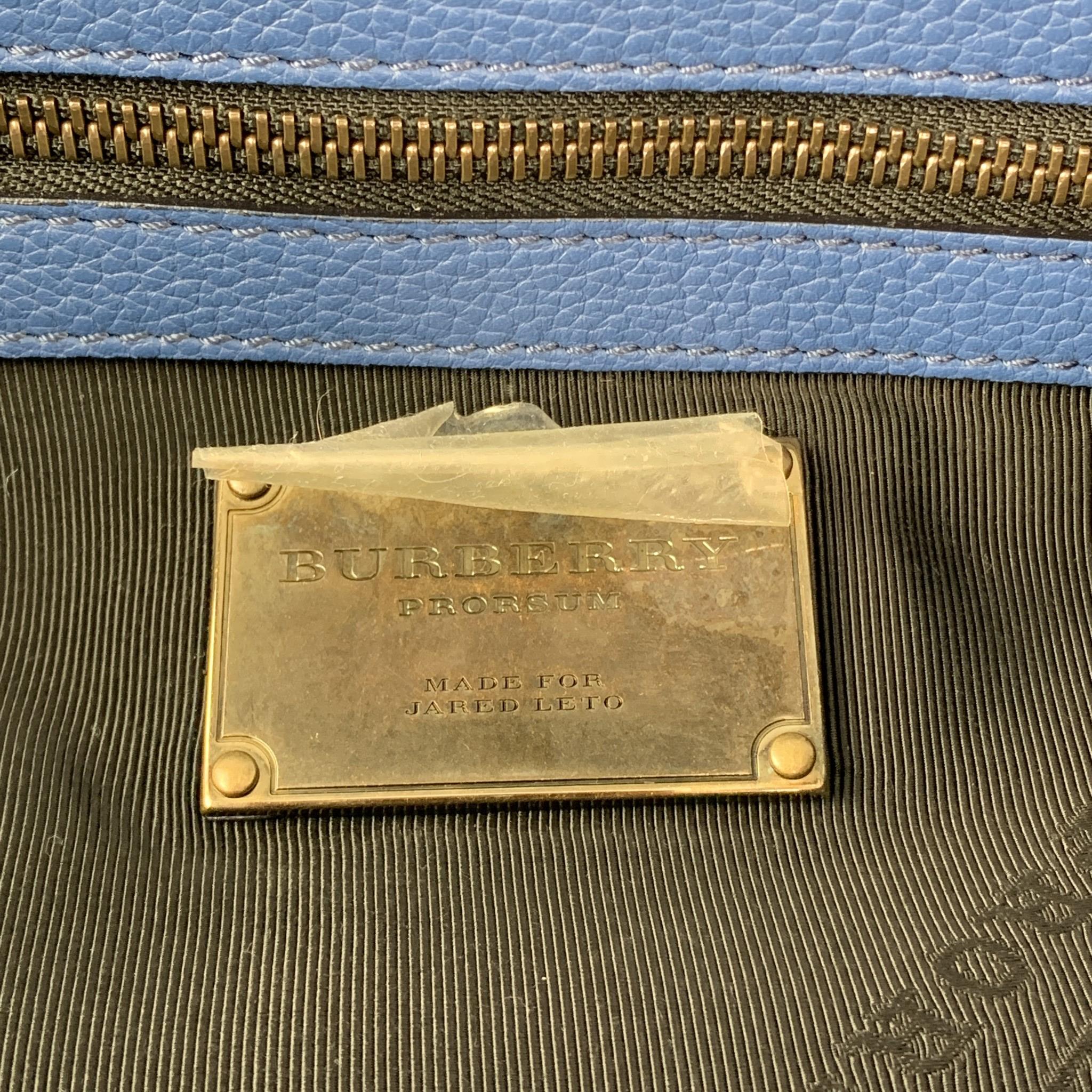 BURBERRY PRORSUM Blue Pebbled Leather Spring 2015 EVERYDAY SATCHEL Bag 6