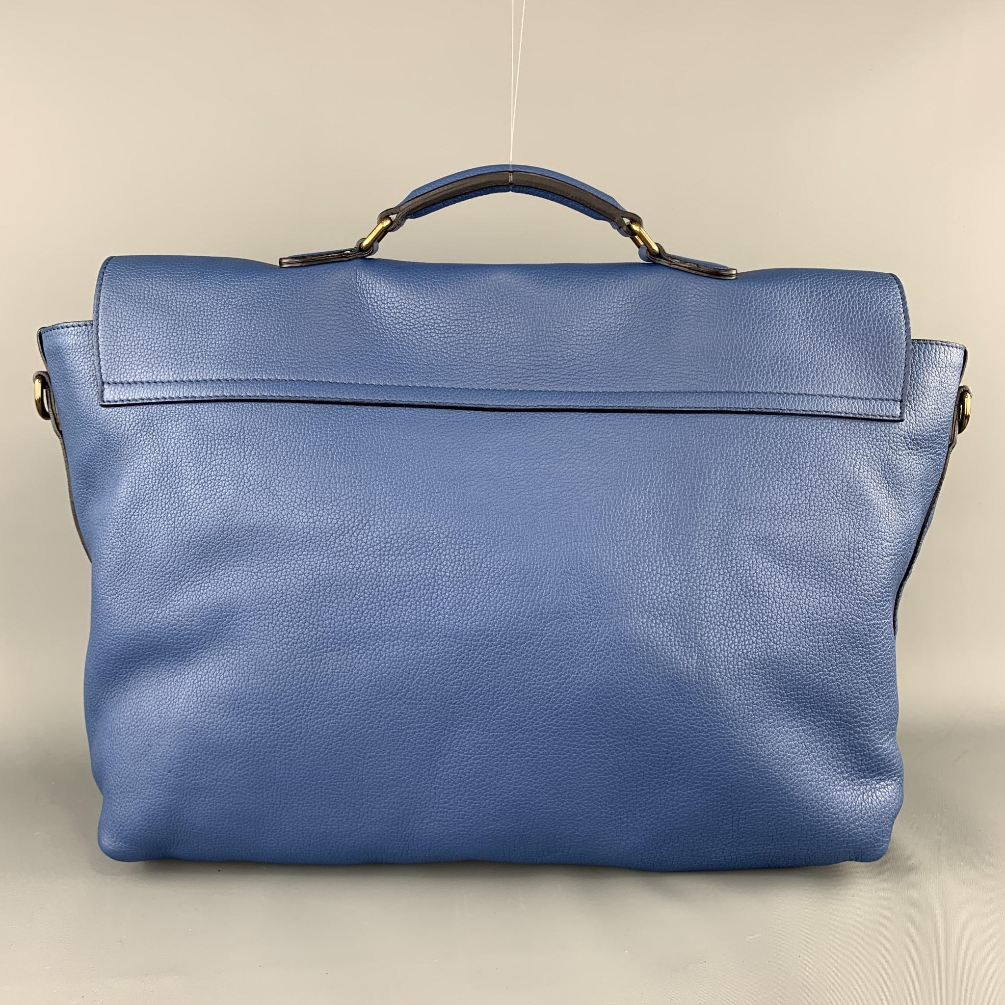 BURBERRY PRORSUM Blue Pebbled Leather Spring 2015 EVERYDAY SATCHEL Bag 1