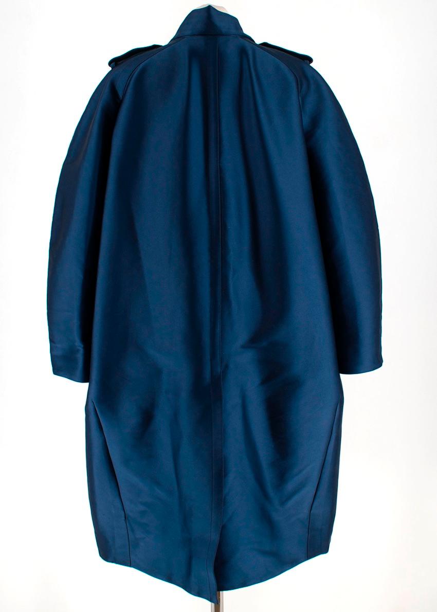 blue satin trench coat