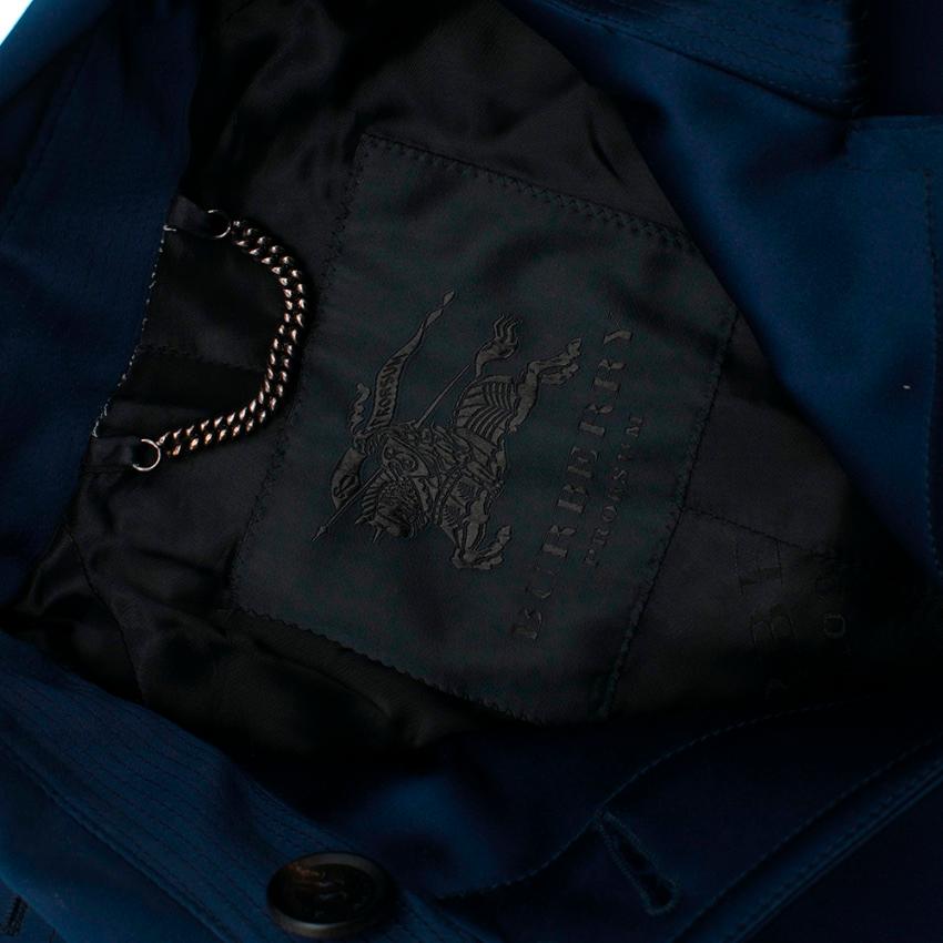 Black Burberry Prorsum Blue Satin Cocoon Trench Coat L 