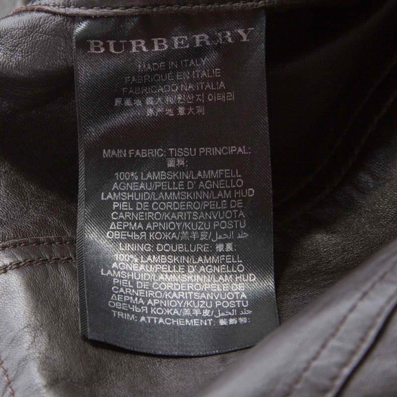 Women's Burberry Prorsum Brown Lamb Leather Fringed Trim Jacket S
