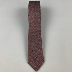 BURBERRY PRORSUM Brown Silk Print Skinny Tie